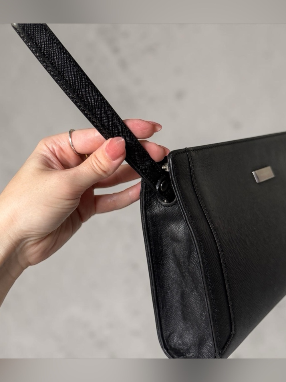 Burberry Black Leather Clutch Pouch Bag  Luxury Unisex Authentic - Picture 6 of 11